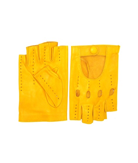 Sermoneta Gloves Guanto Guida in Nappa mezze dita Giallo ocra Rilascio limitato