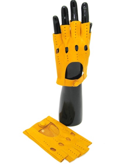 Sermoneta Gloves Guanto Guida in Nappa mezze dita Giallo ocra Rilascio limitato
