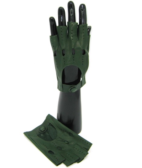 Sermoneta Gloves Guanto Guida in Nappa mezze dita Verde Oliva Ultimi tre giorni