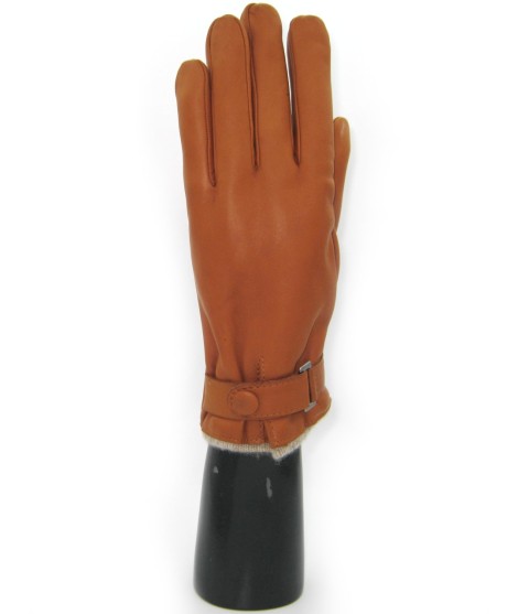 Sermoneta Gloves Guanto in Nappa foderato cashmere con cinturino Tan Only for today