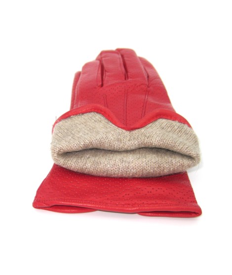 Sermoneta Gloves Guanti in Nappa foderato cashmere Rosso Vendita calda