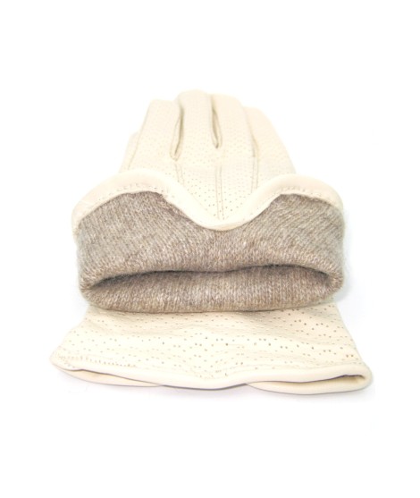 Sermoneta Gloves Guanti in Nappa foderato cashmere Panna Offerta migliore