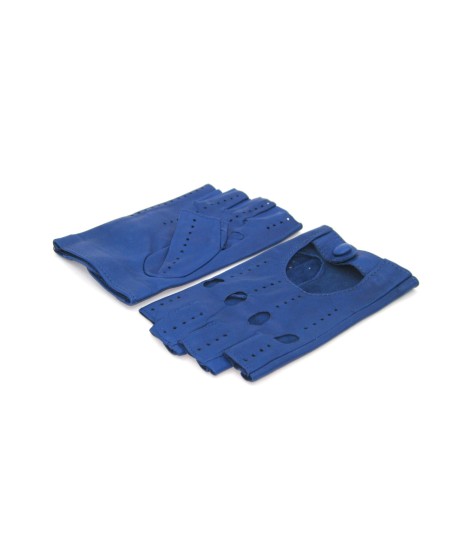 Sermoneta Gloves Guanto Guida in Nappa sfoderato 1/2 dita Blu/Royal Sconti VIP