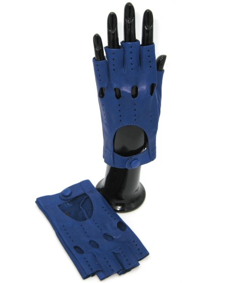 Sermoneta Gloves Guanto Guida in Nappa sfoderato 1/2 dita Blu/Royal Sconti VIP
