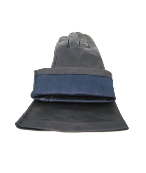 Sermoneta Gloves Guanto Nappa 4bt foderato seta Navy Limitato a 3 giorni