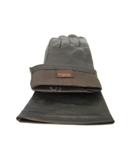 Sermoneta Gloves Guanto Nappa 4bt foderato seta Testa di Moro Black Friday Prezzi