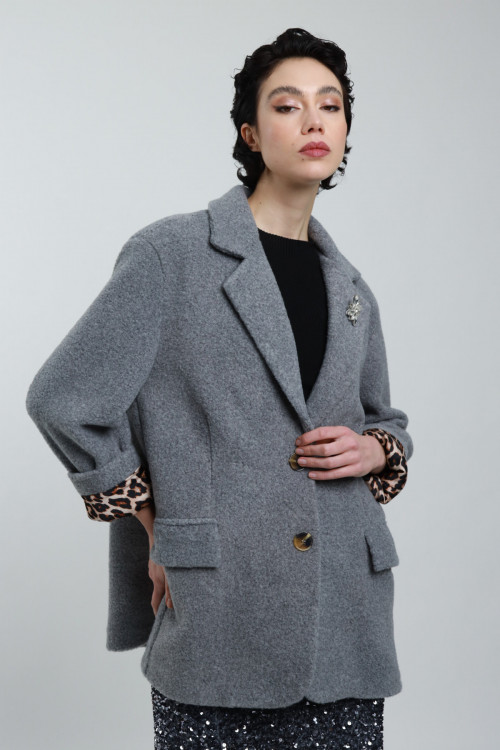 Susy Mix Giacca in Panno con Spilla Vendita Calda