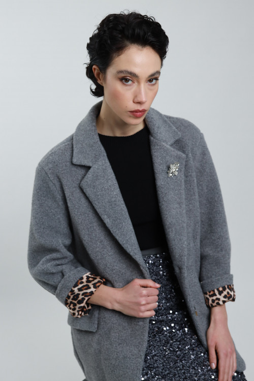 Susy Mix Giacca in Panno con Spilla Vendita Calda