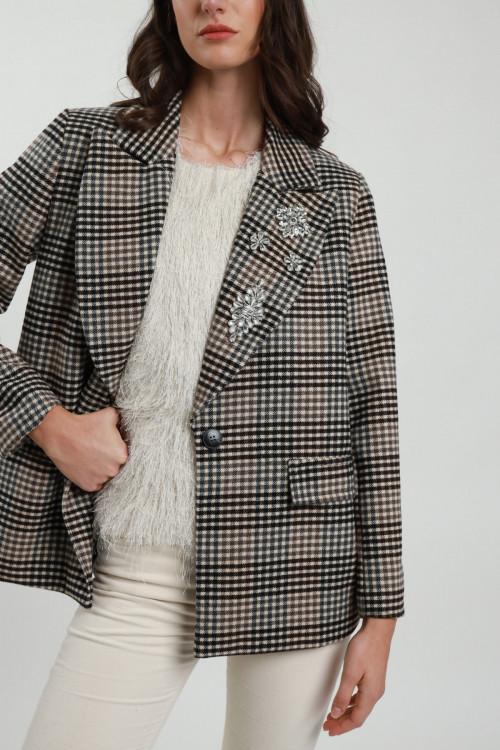 Susy Mix Giacca Over in Check Negozio online di fabbrica