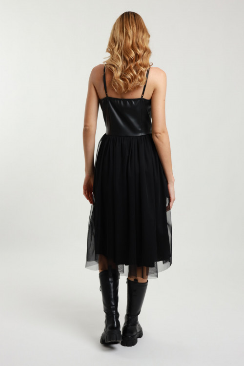 Susy Mix Abito Ecopelle e Tulle Ritorno libero