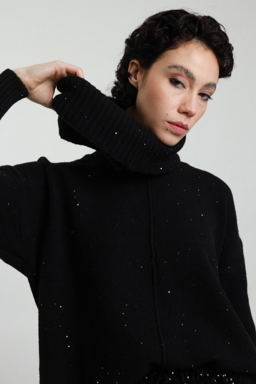 Susy Mix Maglia Collo Rimovibile con Micro Paillettes Fino al 65% di sconto