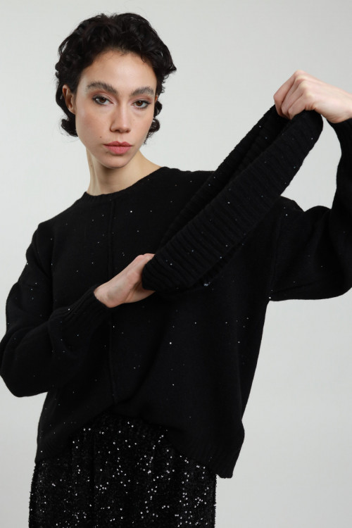 Susy Mix Maglia Collo Rimovibile con Micro Paillettes Fino al 65% di sconto