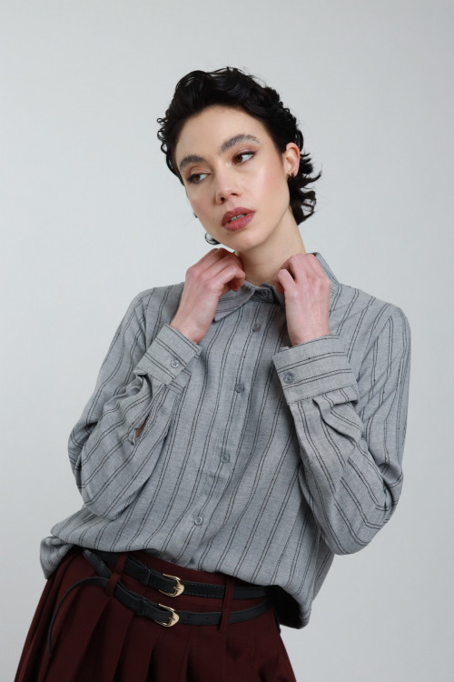 Susy Mix Camicia Gessata Over Qualità