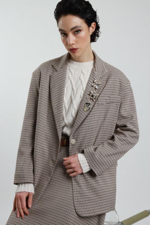 Susy Mix Blazer Over Pied de Poule Soddisfazione Garantita