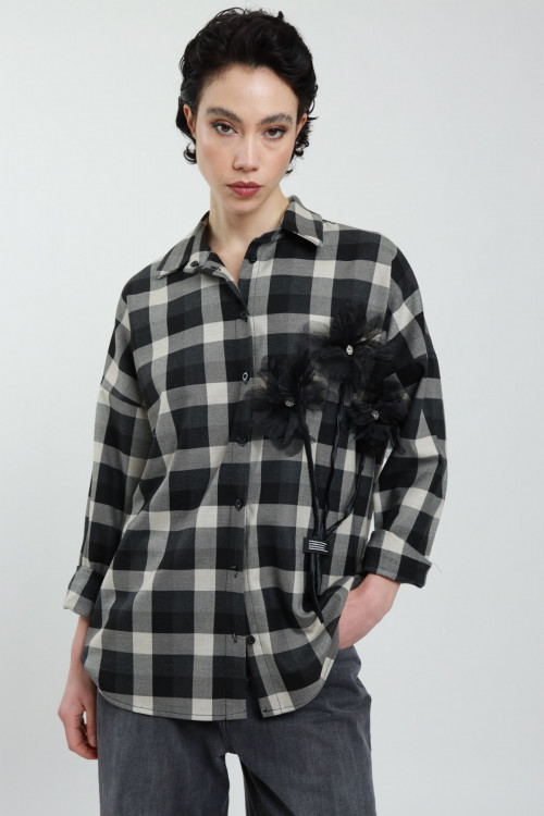 Susy Mix Camicia Quadri con Fiori Negozi Online