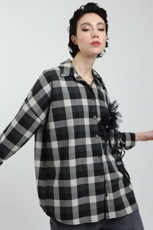 Susy Mix Camicia Quadri con Fiori Negozi Online