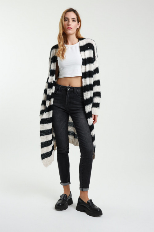 Susy Mix Cardigan Lungo a Righe Flash Sale