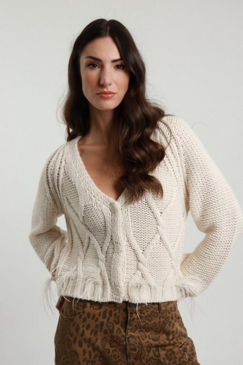 Susy Mix Cardigan Trecce e Piume Offerta San Valentino
