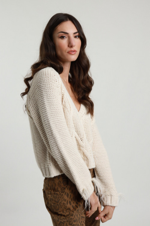 Susy Mix Cardigan Trecce e Piume Offerta San Valentino
