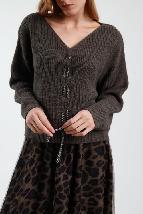 Susy Mix Maglione Scollo V Catena Offerte speciali