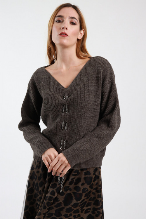 Susy Mix Maglione Scollo V Catena Offerte speciali