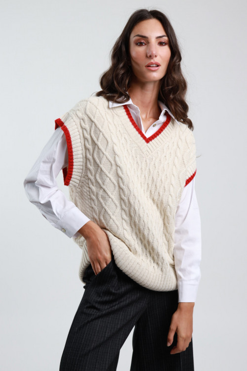 Susy Mix Gilet Trecce Scollo V Discount Store per i nuovi prodotti