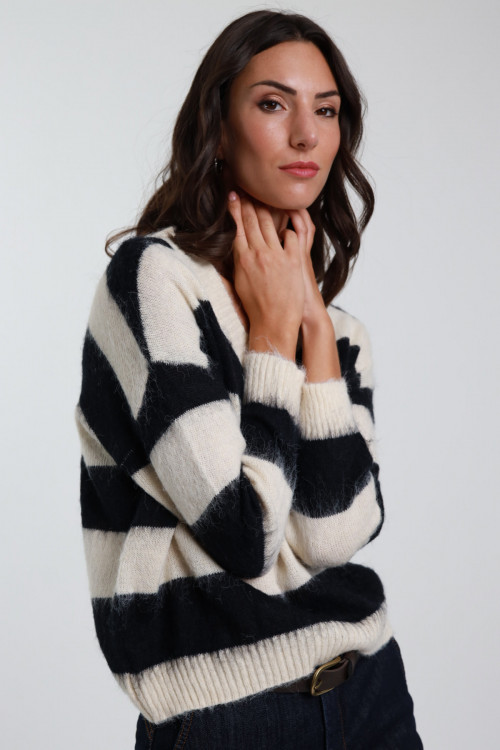 Susy Mix Maglione Rigato Scollo V Pezzi Unici