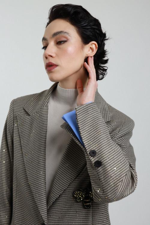 Susy Mix Blazer Pied de Poule con Micro Paillettes Affare Del Giorno