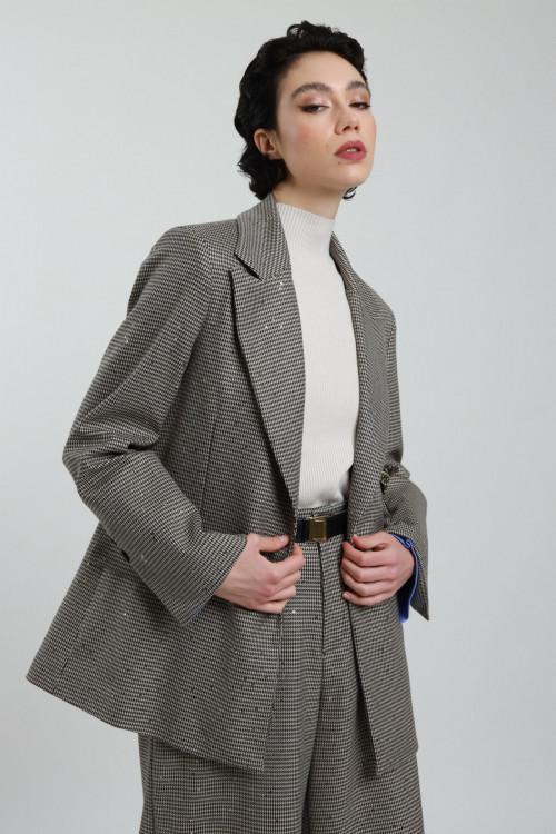 Susy Mix Blazer Pied de Poule con Micro Paillettes Affare Del Giorno