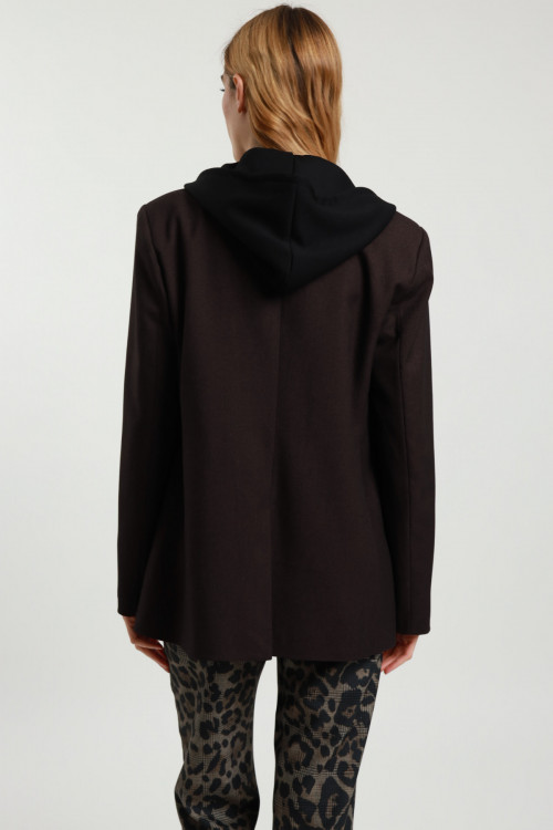 Susy Mix Blazer con Spilla e Cappuccio Nuova