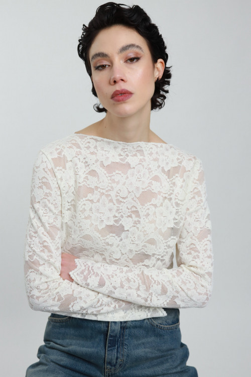 Susy Mix Maglia Pizzo con Micro Paillettes Nuova