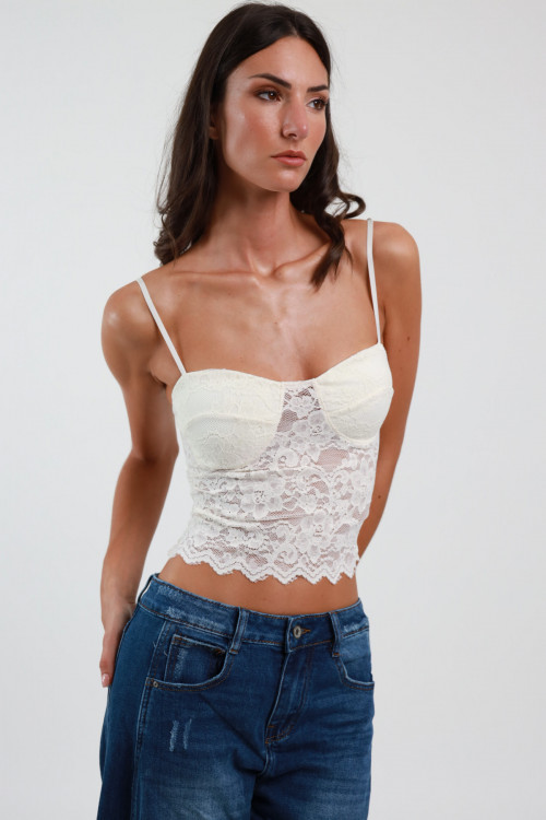 Susy Mix Crop Top in Pizzo Latest fashion