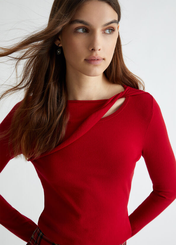Liu Jo Maglia rossa con cut-out Sconto