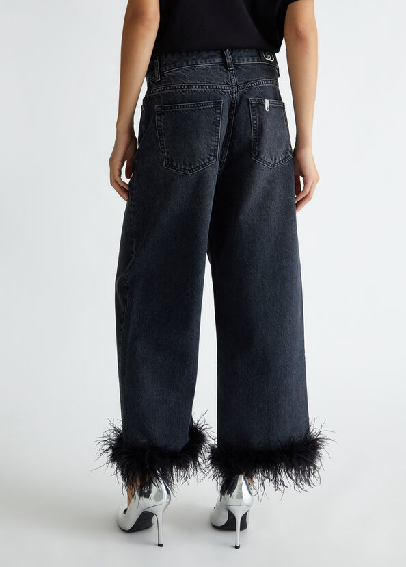 Liu Jo Jeans cropped con piume Offerta