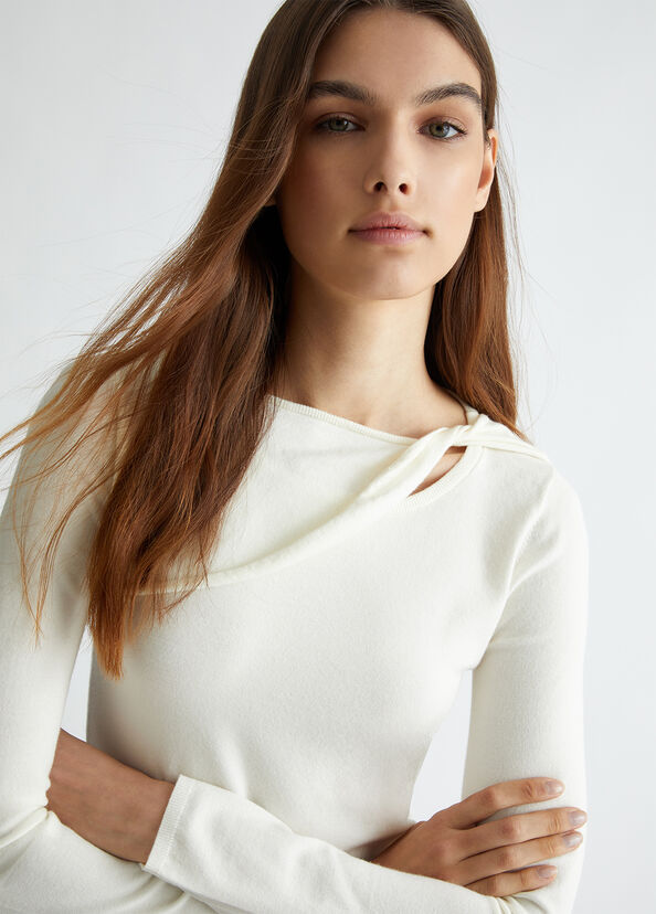 Liu Jo Maglia bianca con cut-out Economico