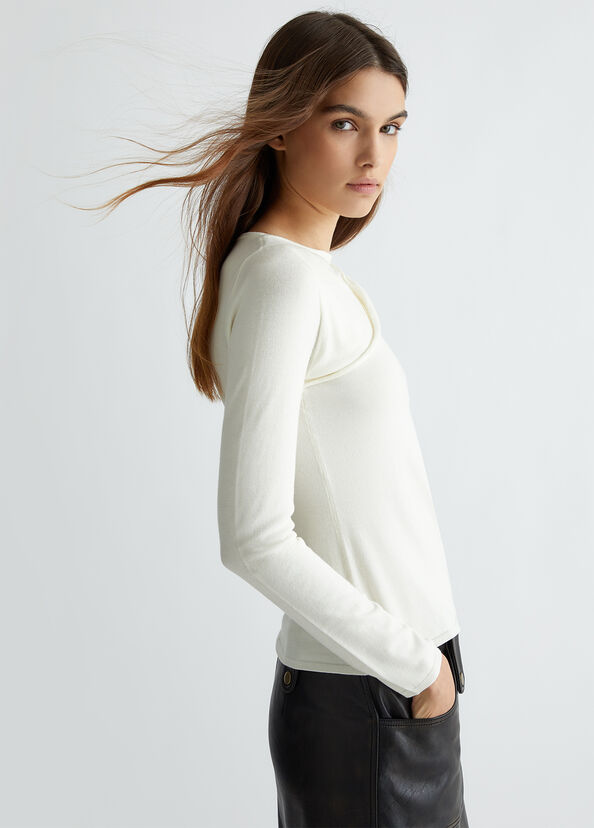Liu Jo Maglia bianca con cut-out Economico