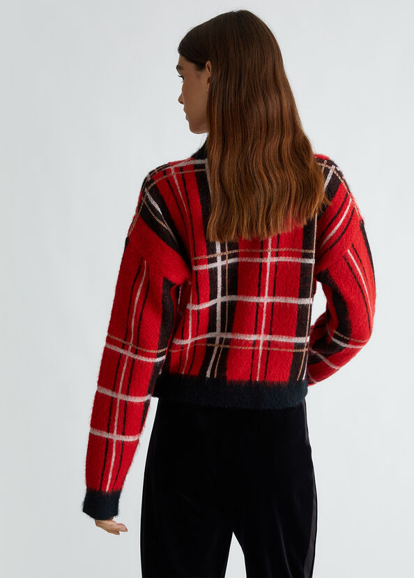 Liu Jo Pullover in tartan rosso In Vendita