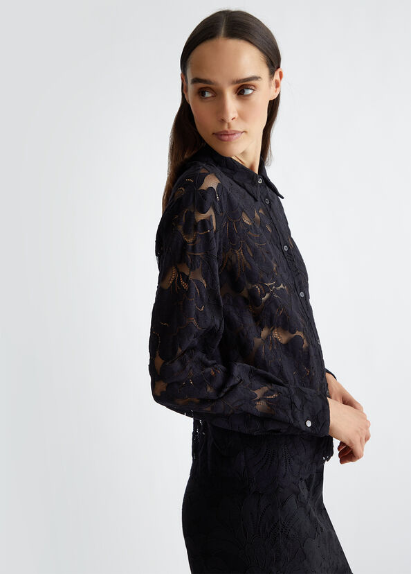 Liu Jo Camicia nera in pizzo Vendita Calda