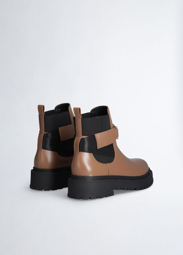 Liu Jo Stivaletti marroni con maxi logo Sconto di tempo limitato
