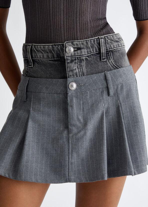 Liu Jo Minigonna in twill gessato e denim Offerta settimanale