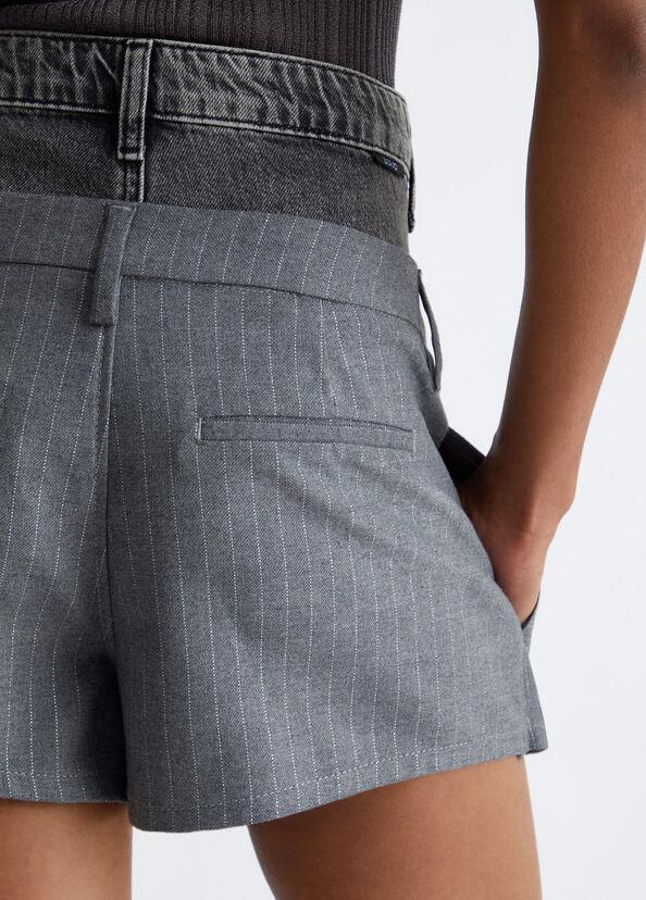 Liu Jo Minigonna in twill gessato e denim Offerta settimanale