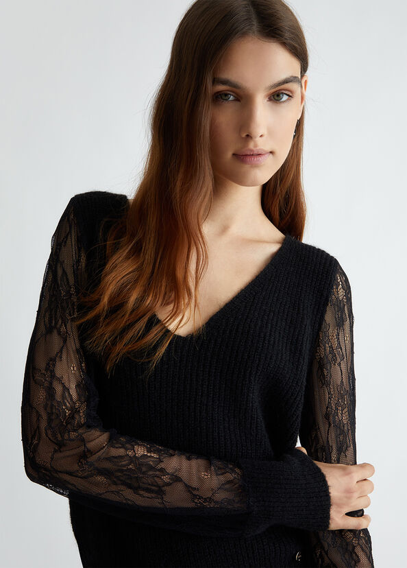 Liu Jo Maglia nera con pizzo Promozione Limitata