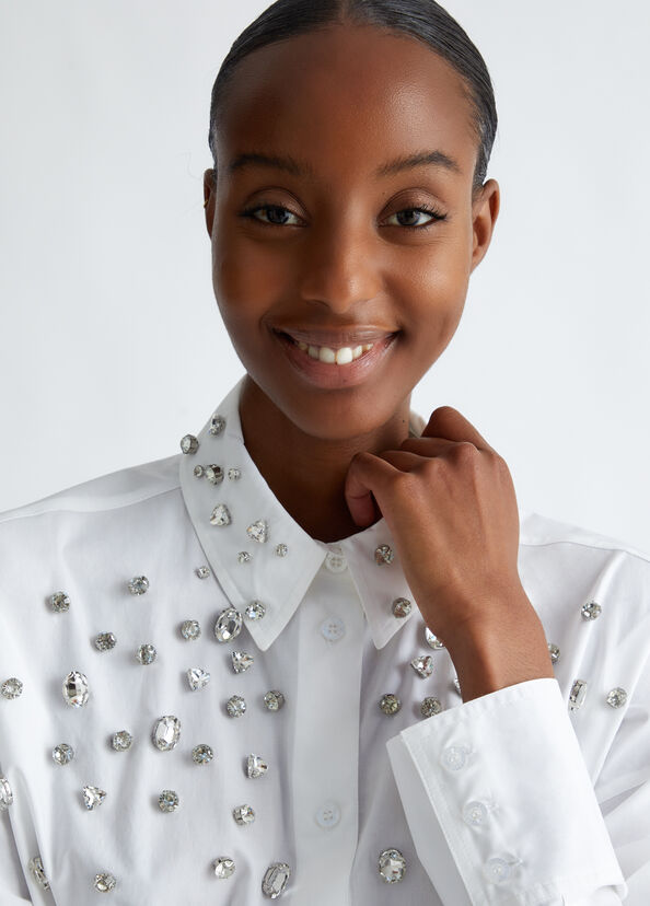 Liu Jo Camicia in cotone con strass Fino Al -60%
