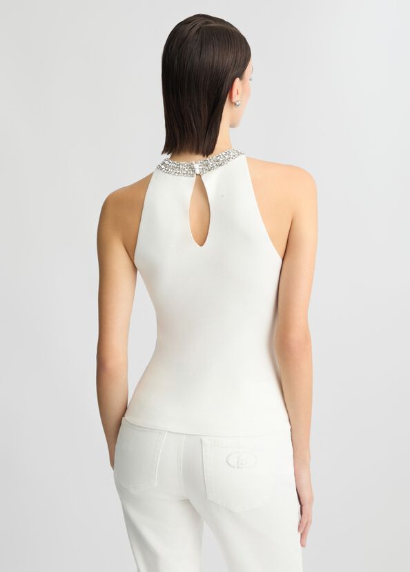 Liu Jo Top bianco con ricami gioiello Offerta