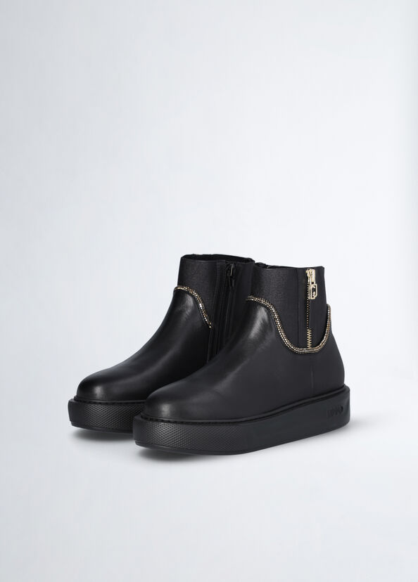 Liu Jo Stivaletti neri in pelle con strass Negozio online di fabbrica