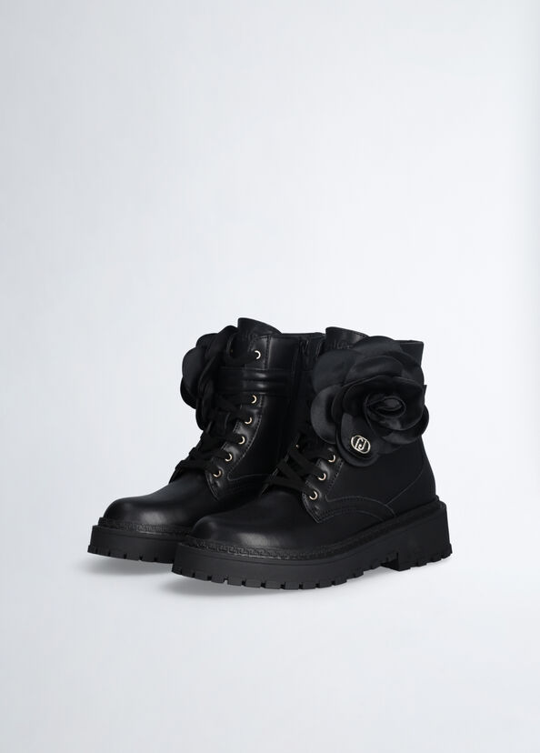 Liu Jo Anfibi in pelle con fiore Flash Sale