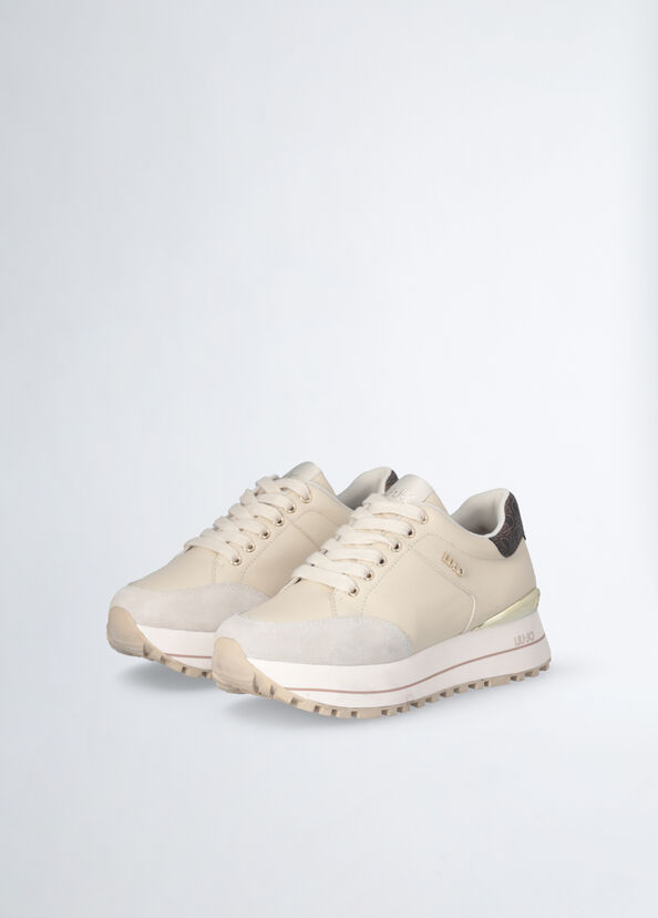 Liu Jo Sneakers platform in pelle beige Offerta Pasqua