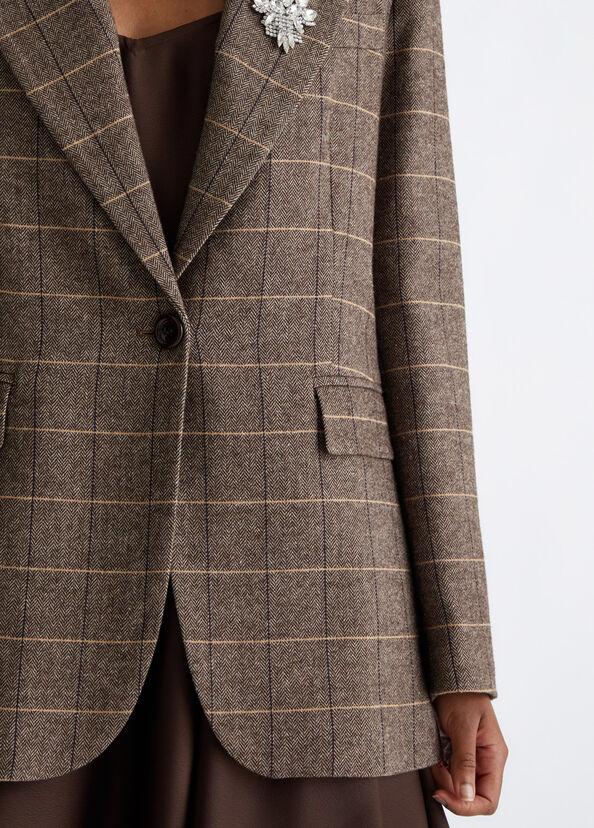 Liu Jo Blazer check con spilla gioiello Vendita calda