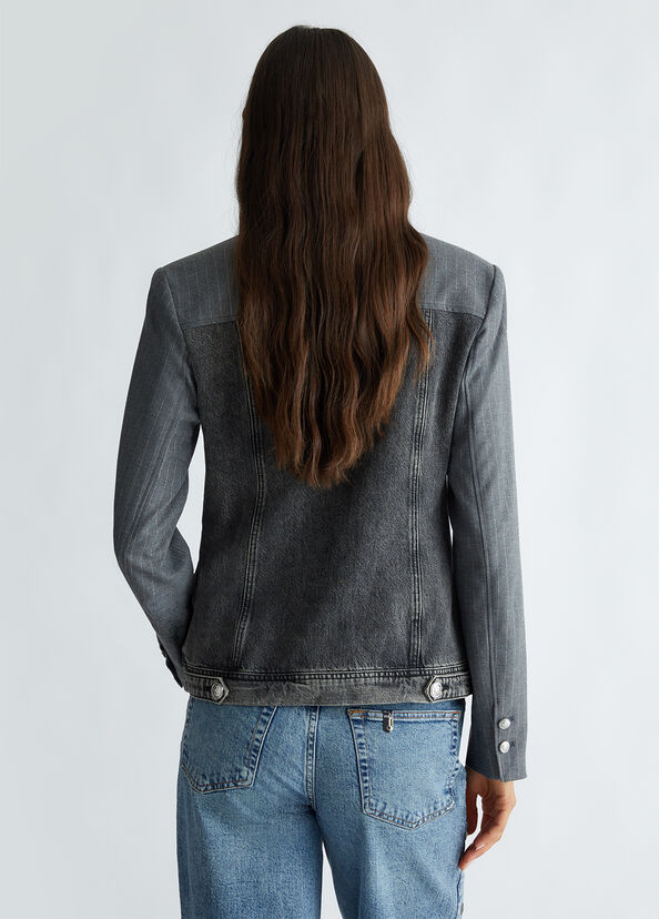 Liu Jo Blazer in twill gessato e denim Offerte esclusive
