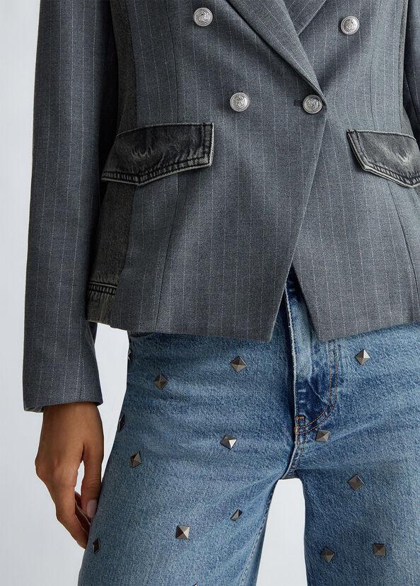 Liu Jo Blazer in twill gessato e denim Offerte esclusive